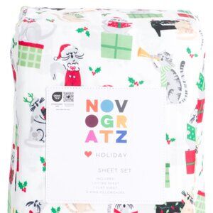Novogratz Christmas Cats Queen Size Sheet Set SUPER CUTE
